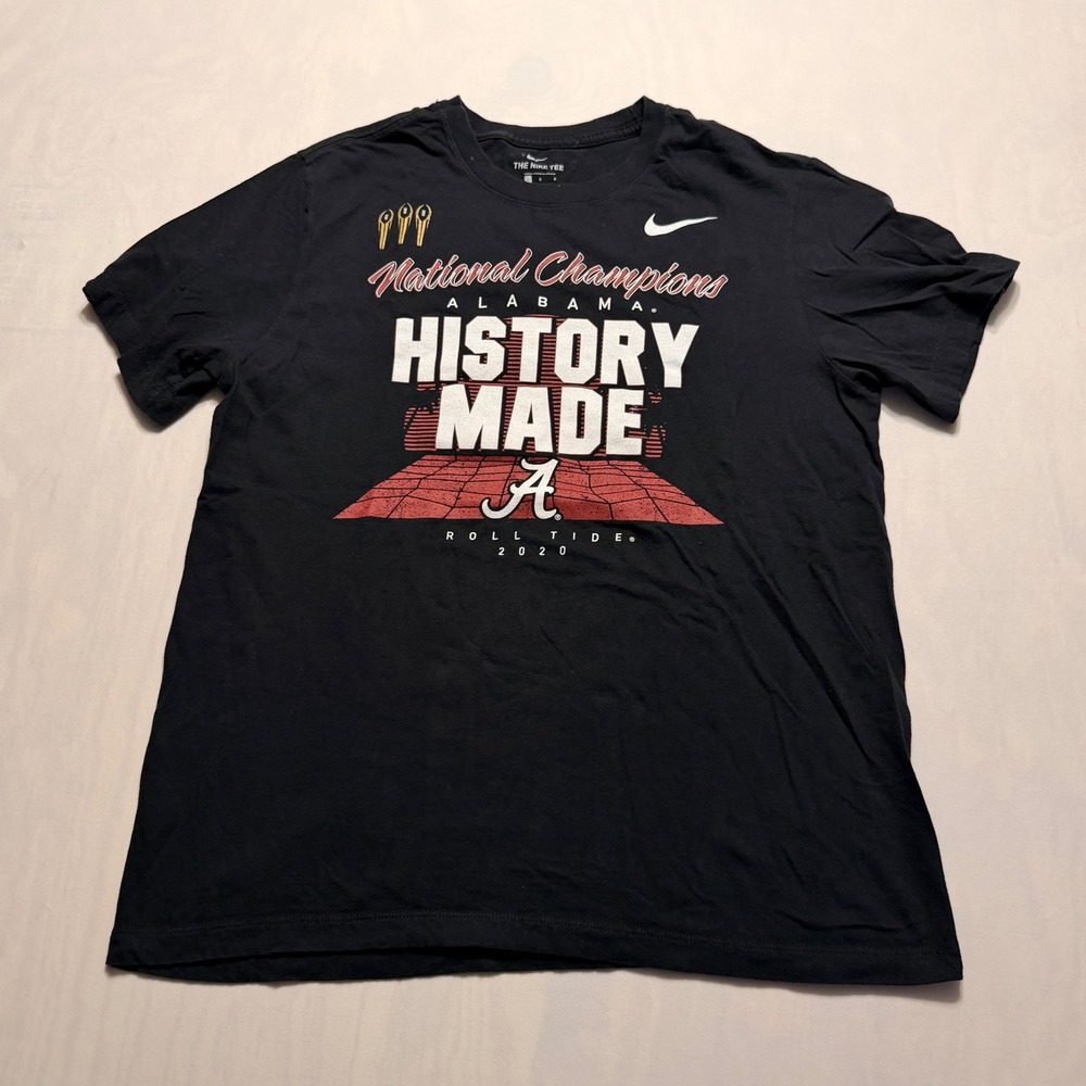 Nike Alabama Crimson Tide T-Shirt Mens Large Black 2020 National Champions Tee